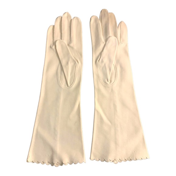 NWOT VTG German Louis Fischi Suede Scallop Edge Accent Evening Wedding Gloves - Picture 4 of 7